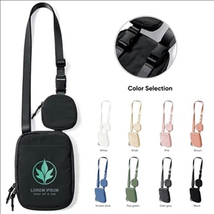 Nylon Crossbody Bag with Small Pouch Sling Bag with Adjustable Strap for Women Men